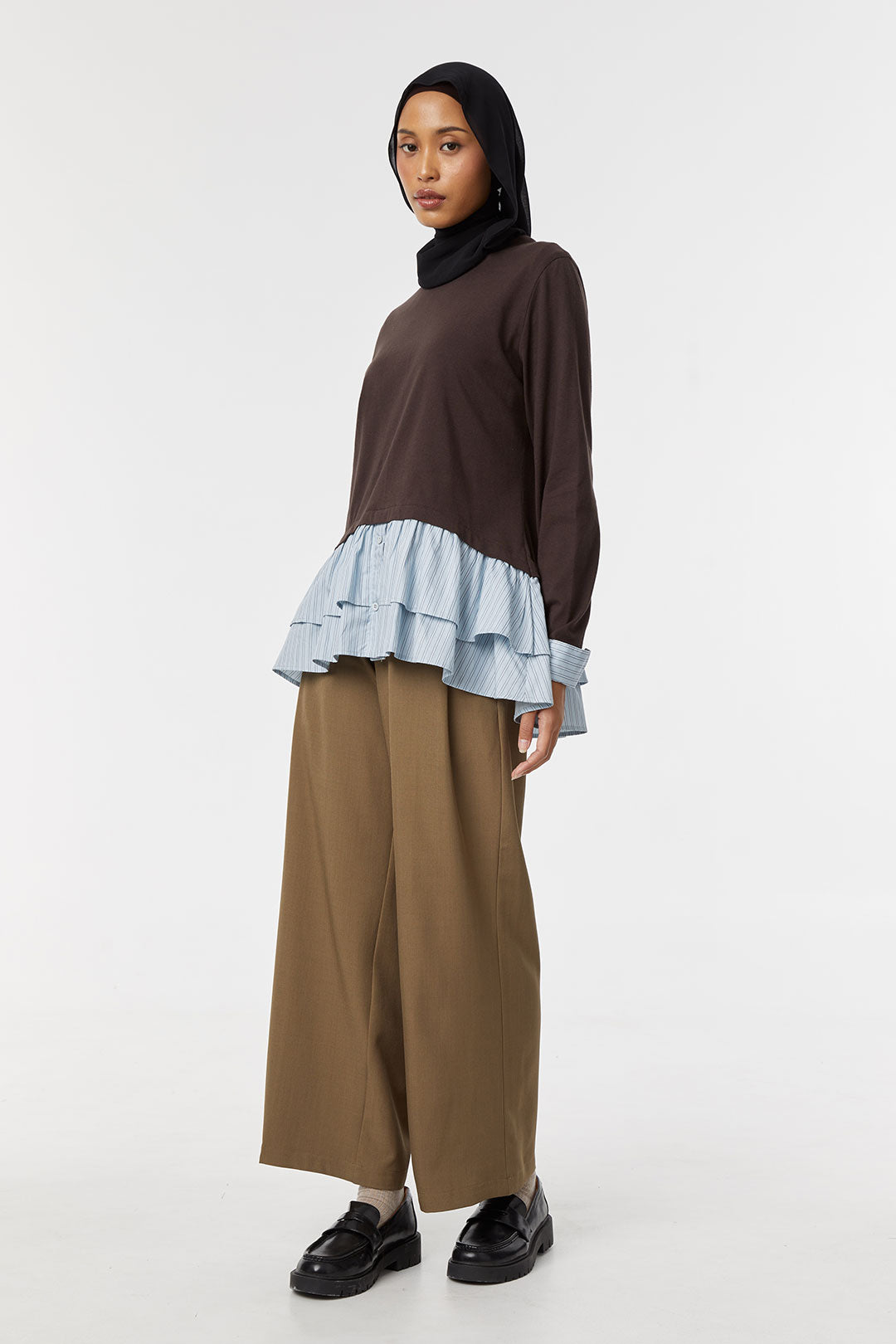Espresso light blue pinstripe Amani