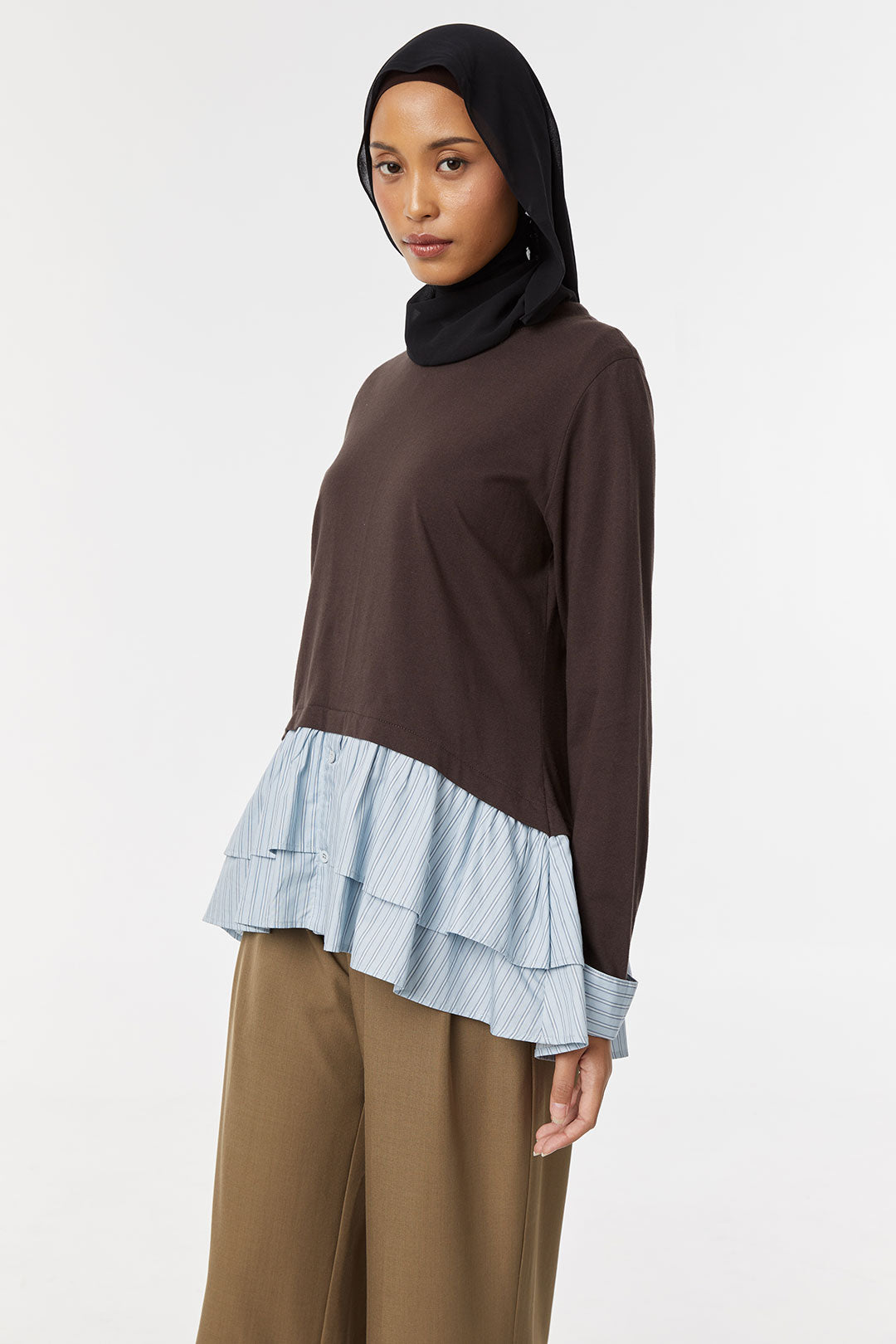 Espresso light blue pinstripe Amani